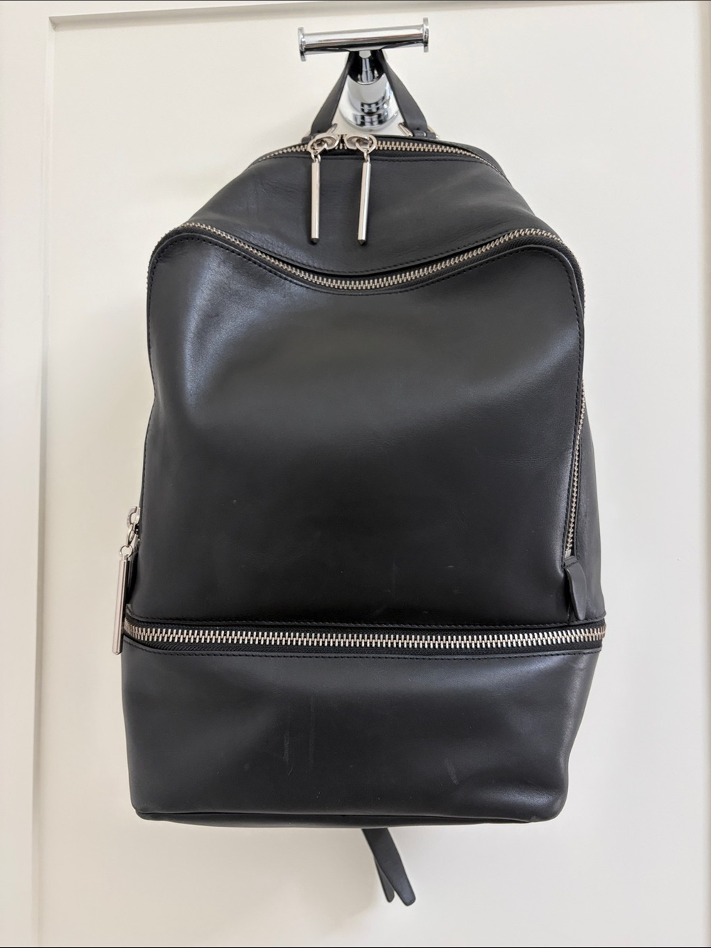 3.1 Phillip Lim Black Leather Backpack with Silver Hardware